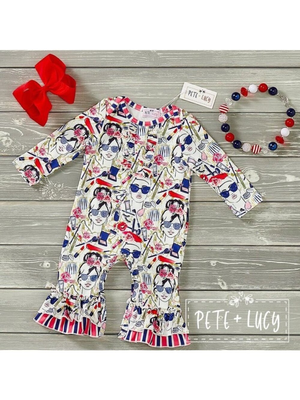 Pete + Lucy Romper 3-6 m Glamour Stripes Ruffles Girls Baby NEW